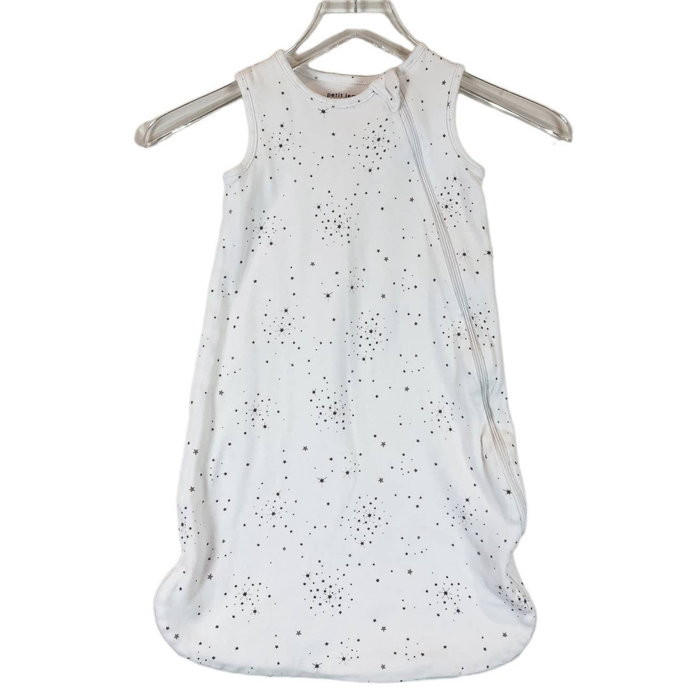 Sleeveless White Star-Print Baby Sleep Sack with Side Zipper